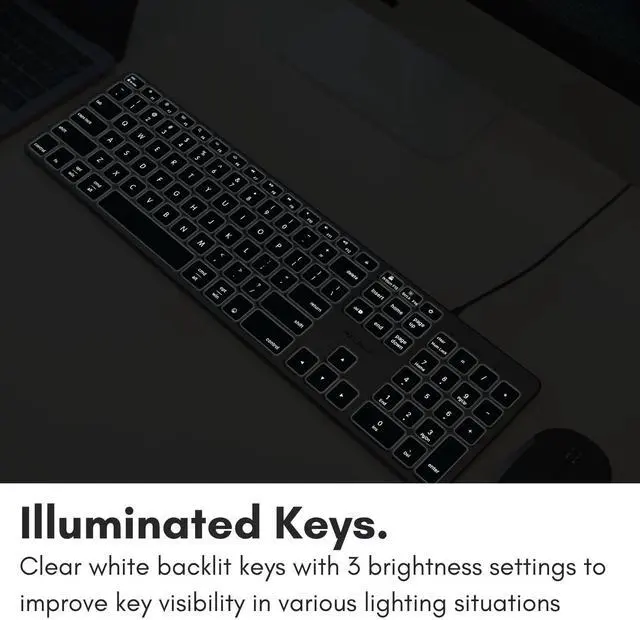 Alt view image 5 of 7 - Wired Keyboard for Mac with USB Hub (2X USB-A / 1x USB-C) - Compatible Backlit Apple Keyboard with Dual Interface - Auto OS Detection for Mac, MacBook Pro/Air, iMac, PC, Android, iPad, iOS