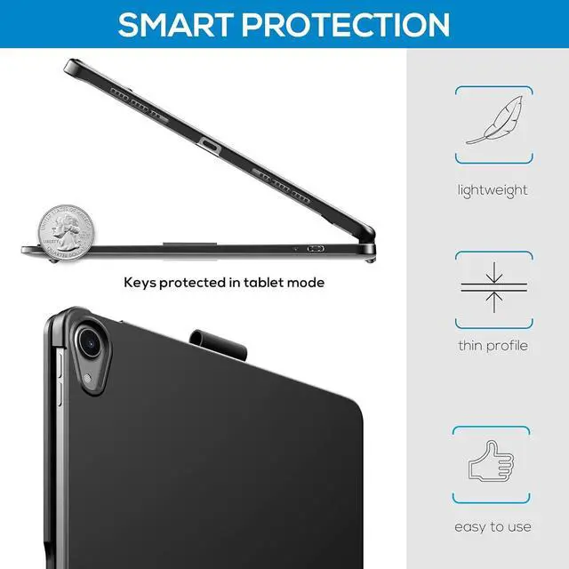 Alt view image 6 of 7 - Touch Keyboard Case with Trackpad for iPad Air 11-inch (M3 2025 / M2 2024) 2024: 360°Rotatable - 11 Colors Backlight - Wireless Keyboard with Pencil Holder for iPad Air 5th & 4th Gen, Black