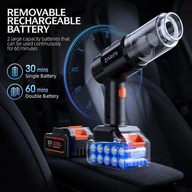 Alt view image 3 of 7 - Car Vacuum Portable Cordless, 40000Pa High Power Dust Buster, 6-in-1 Handheld Vacuum Cleaners for Home, Car, Pet Hair, Keyboard, Black