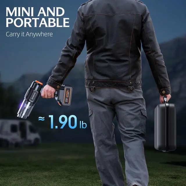 Alt view image 6 of 7 - Car Vacuum Portable Cordless, 40000Pa High Power Dust Buster, 6-in-1 Handheld Vacuum Cleaners for Home, Car, Pet Hair, Keyboard, Black