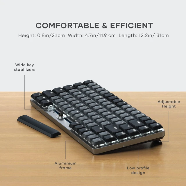 Alt view image 5 of 7 - Satechi SM1 75% Mechanical Keyboard, Backlit Bluetooth, Dark Gray/Gray | 84 Keys, Compact Wireless, Gaming, for Mac and Windows