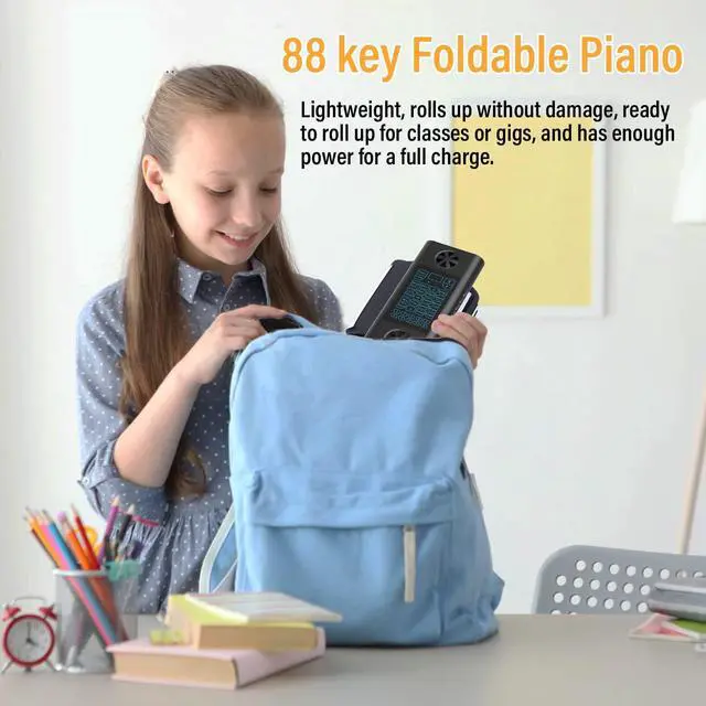 Alt view image 5 of 7 - Roll Up Piano 88 key, Hand Roll Portable Piano for Beginner with Bluetooth/MIDI, 128 Tones and Rhythms, Best Christmas Birthday Gift
