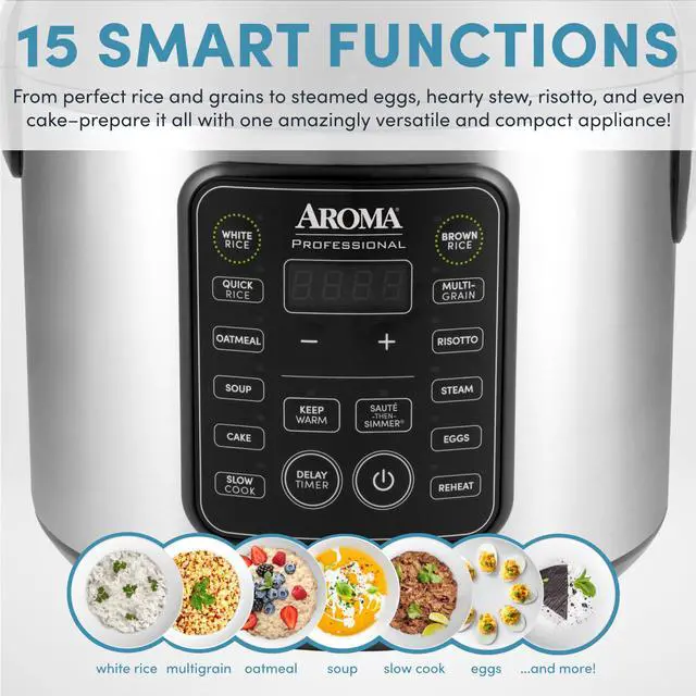 Alt view image 4 of 7 - Professional Digital Rice Cooker, 10-Cup (Uncooked) / 20-Cup (Cooked), Multicooker, Slow Cooker, Steamer, Oatmeal Cooker, Egg Cooker, STS, 5 Qt, Black, ARC-5200SB