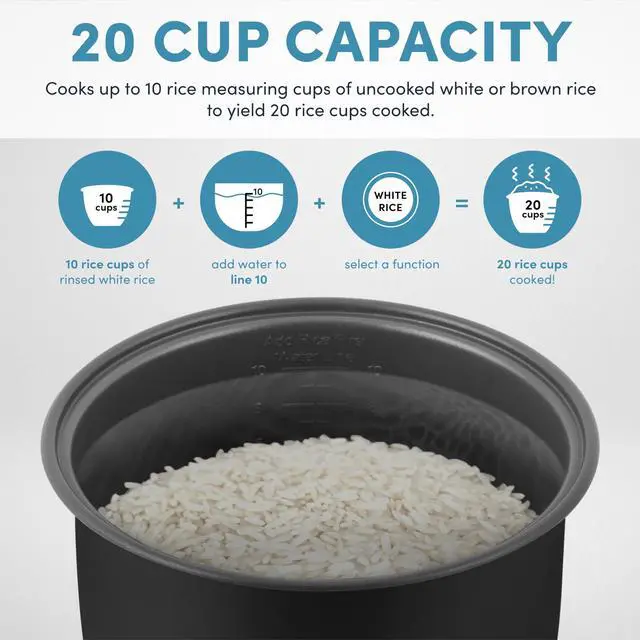 Alt view image 5 of 7 - Professional Digital Rice Cooker, 10-Cup (Uncooked) / 20-Cup (Cooked), Multicooker, Slow Cooker, Steamer, Oatmeal Cooker, Egg Cooker, STS, 5 Qt, Black, ARC-5200SB