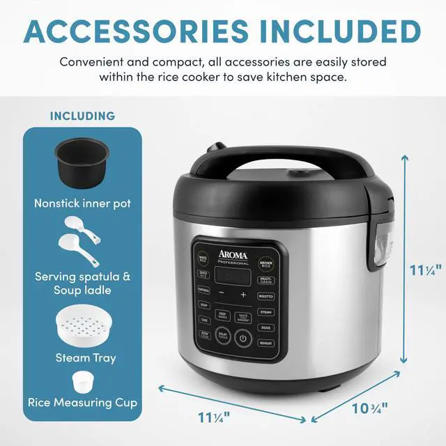 Alt view image 6 of 7 - Professional Digital Rice Cooker, 10-Cup (Uncooked) / 20-Cup (Cooked), Multicooker, Slow Cooker, Steamer, Oatmeal Cooker, Egg Cooker, STS, 5 Qt, Black, ARC-5200SB