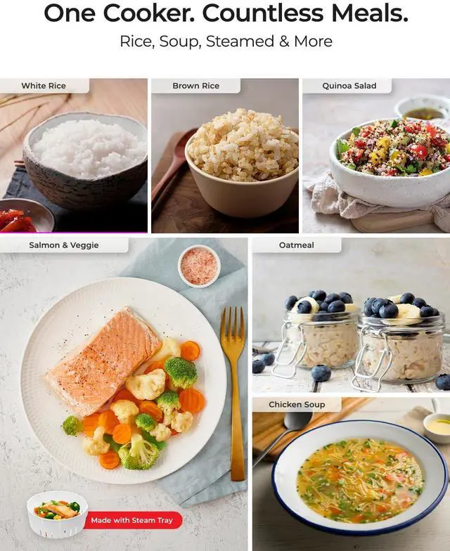 Alt view image 3 of 6 - Basic Rice Cooker 10-Cup Uncooked / 20-Cup Cooked, Large Rice Maker and Warmer with Nonstick Inner Pot, Easy to Use with Auto Keep Warm, Includes Steam Tray, White (CR-1095)