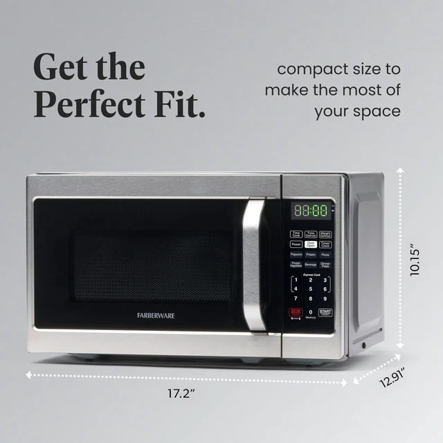 Alt view image 4 of 7 - 0.7 Cu. Ft. Countertop Microwave Oven 700 Watts Power, Auto Cook Settings, Defrost, Easy Clean and Child Safety Lock - Stainless