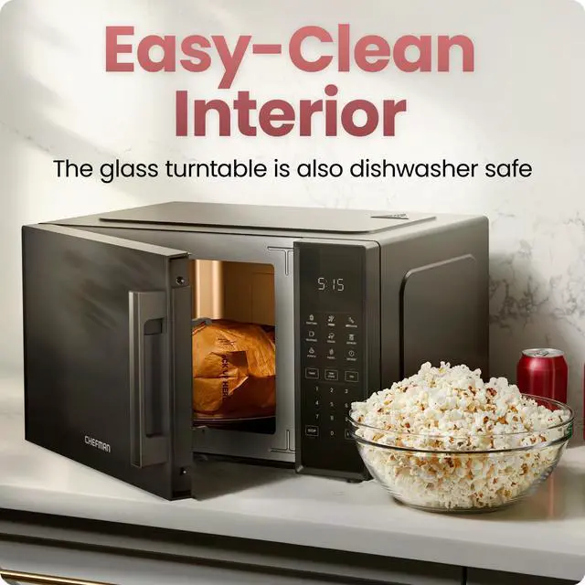 Alt view image 6 of 7 - Countertop Microwave Oven 0.9 Cu. Ft., 900 Watts with 10 Power Levels, 6 Cooking Presets with One-Touch Express Cook, Eco Mode, Child Safety Lock, & Mute Button - Black