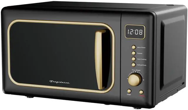 Alt view image 2 of 6 - EMW788RETRO 0.7 cu. ft. Retro Microwave, Black-Gold