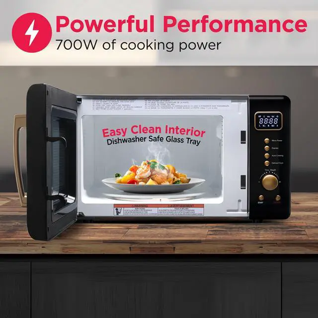 Alt view image 6 of 6 - EMW788RETRO 0.7 cu. ft. Retro Microwave, Black-Gold