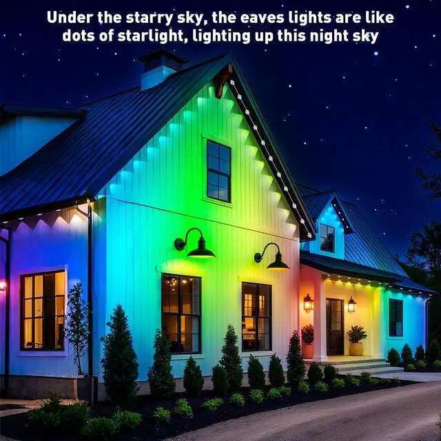 Alt view image 4 of 7 - Permanent Outdoor Lights,200FT RGB Eave Light,IP67 Waterproof Lighting for House,Smart LED with App/Remote Control for Outdoor Decor,Garden Decor,Party,Holiday
