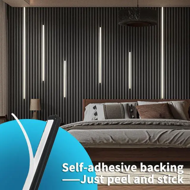 Alt view image 2 of 7 - LED Recessed Lighting Kit - 6pcs Self-adhesive White LED Light with Smart Switch, 3000k Touching Switch Light for Wood Slat Wall Panels, Headboards, Stairs, Home decor, Under Cabinet Strip Light