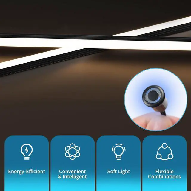 Alt view image 3 of 7 - LED Recessed Lighting Kit - 6pcs Self-adhesive White LED Light with Smart Switch, 3000k Touching Switch Light for Wood Slat Wall Panels, Headboards, Stairs, Home decor, Under Cabinet Strip Light