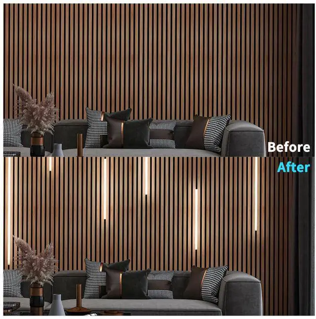 Alt view image 7 of 7 - LED Recessed Lighting Kit - 6pcs Self-adhesive White LED Light with Smart Switch, 3000k Touching Switch Light for Wood Slat Wall Panels, Headboards, Stairs, Home decor, Under Cabinet Strip Light