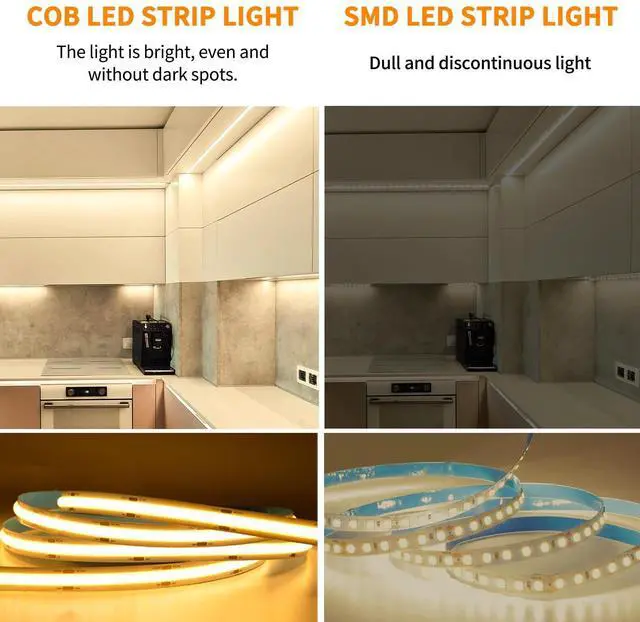 Alt view image 2 of 7 - COB LED Strip Lights 100ft,3000K DC 24V Dimmable Warm White Flexible LED Rope Lights for Bedroom,with Remote and app Control LED Lights Strip for Living Room, Shelf, Cabinet