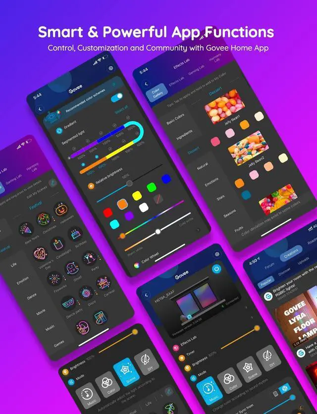 Alt view image 6 of 7 - RGBIC Pro LED Strip Lights, 32.8ft Color Changing Smart LED Strips, Works with Alexa and Google, Segmented DIY, Music Sync, WiFi and App Control, LED Lights for Bedroom,Home Decor