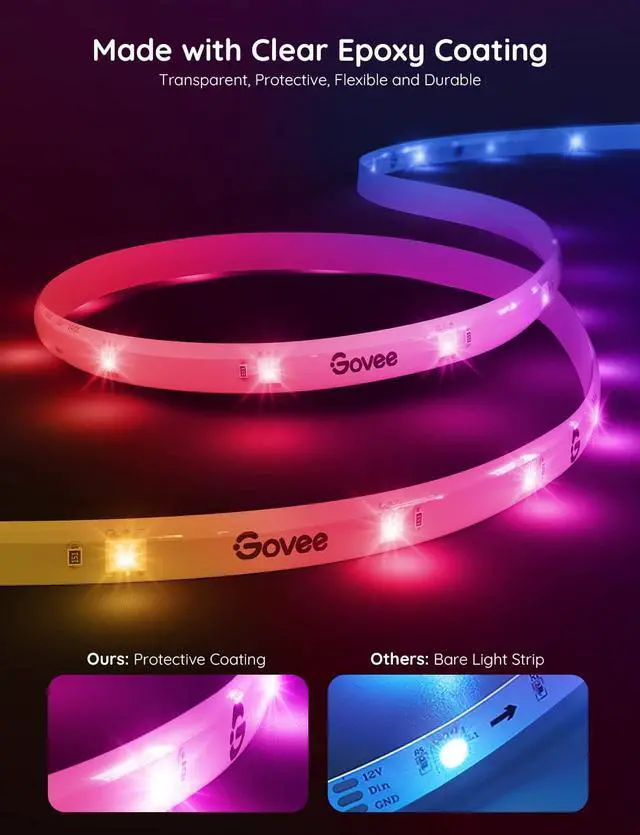 Alt view image 7 of 7 - RGBIC Pro LED Strip Lights, 32.8ft Color Changing Smart LED Strips, Works with Alexa and Google, Segmented DIY, Music Sync, WiFi and App Control, LED Lights for Bedroom,Home Decor