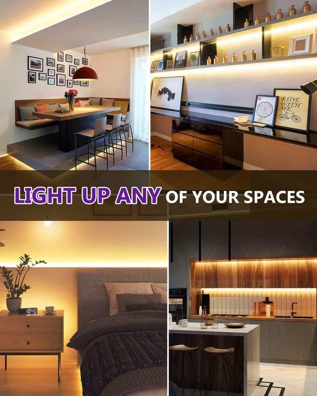 Alt view image 7 of 7 - COB LED Strip Lights Warm White 3000K, 32.8ft Premium High Density 24V Tape Light, 5120 LEDs, 350+ LM/FT, CRI 90+, IP30, Lighting for Kitchen, Cabinets, UL Listed (Power Source Not Included)