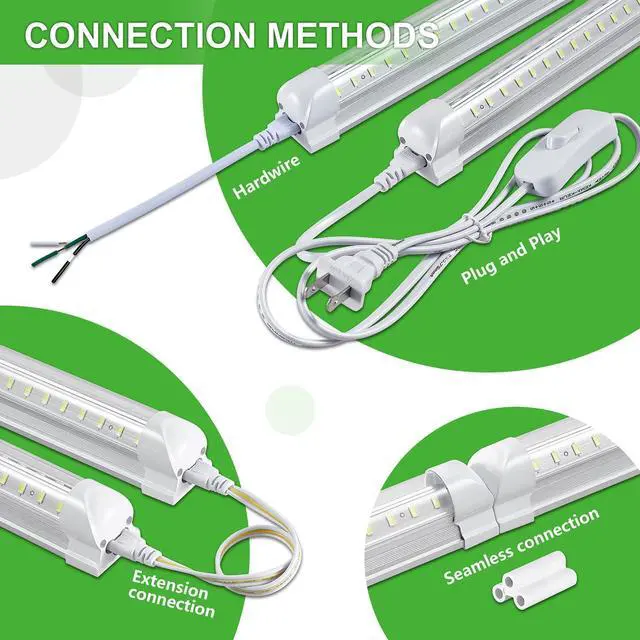 Alt view image 4 of 7 - 8Pack 4FT LED Shop Light Garage Lights,50W 6000K 7500LM White Light,Hanging/Surface Mount,T8 4FT Tube Lamp for Warehouse Workshop Basement,Linkable LED Shop Lights,Plug and Play