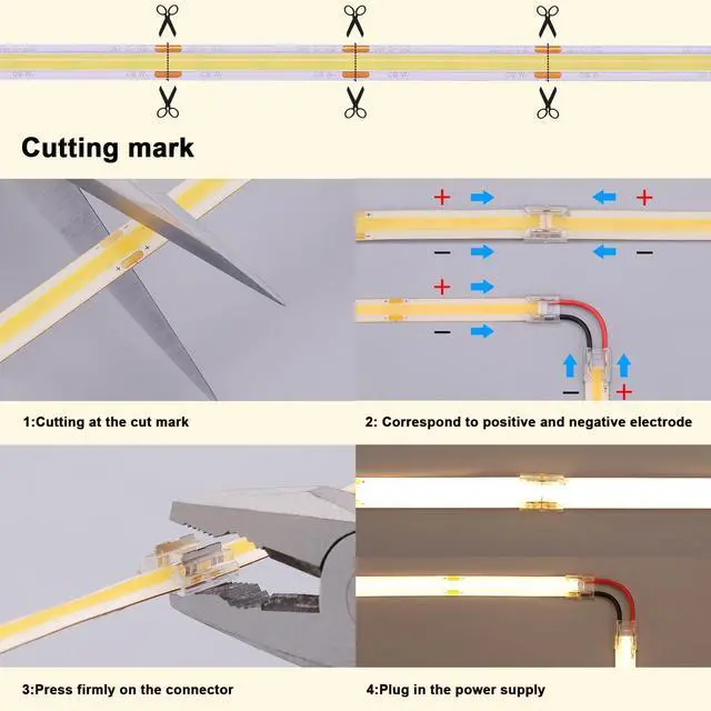 Alt view image 7 of 7 - 24V CCT COB LED Strip Lights Kit 65.6ft (2 Rolls of 32.8ft), 2700K-6500K Dimmable White Cuttable LED Tape Light CRI 93 with Remote Controller and Power Supply for Bedroom Indoor Decoration