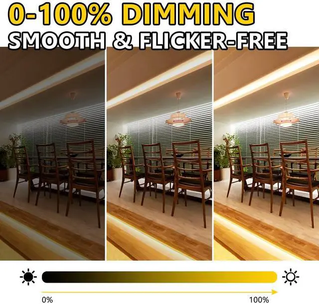 Alt view image 4 of 7 - COB LED Strip Lights Warm White 32.8ft, 3000K 24V Dimmable Tape Light Premium High Density, 305LM+/ft, 4800LEDs, Ra 90+, 3W/FT, UL Listed for Cabinets, Shelves(Power Supply Sold Separately)