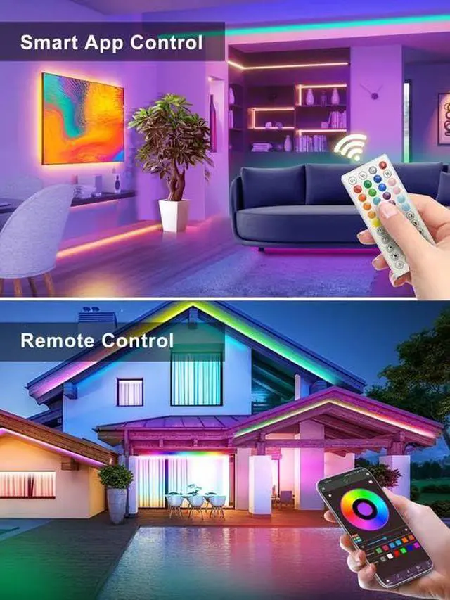 Alt view image 2 of 6 - 100FT Led Neon Rope Lights Music Sync, RGB Led Strip Lights Outdoor, Neon Led Light Strip with Remote & App Control, DIY Flexible Led Lights for Bedroom, Gaming, Party, Room Decor (2 * 50FT)