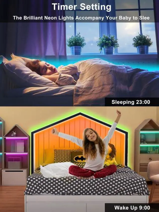 Alt view image 6 of 6 - 100FT Led Neon Rope Lights Music Sync, RGB Led Strip Lights Outdoor, Neon Led Light Strip with Remote & App Control, DIY Flexible Led Lights for Bedroom, Gaming, Party, Room Decor (2 * 50FT)