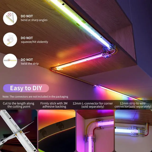 Alt view image 5 of 7 - RGB Smart IC COB LED Strip Light Addressable 32.8ft/10m,UL-Listed 24V Color Flowing Strip Light Multicolor Flexible Tape Lights with APP Control/Music Mode,for TV,Bedroom,Party DIY Decoration
