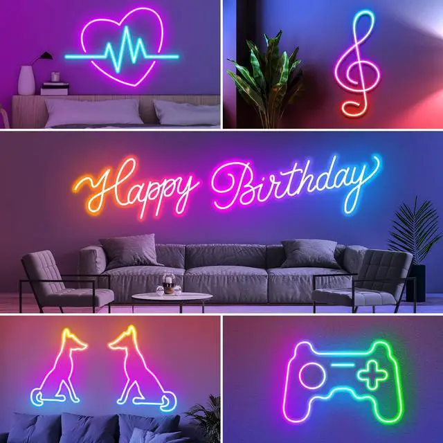 Alt view image 4 of 7 - 100Ft Neon Rope Lights,Flexible Led Rope Lights Control with App/Remote,Multiple Modes Music Sync Gaming RGB Led Neon Lights for Bedroom Outdoor