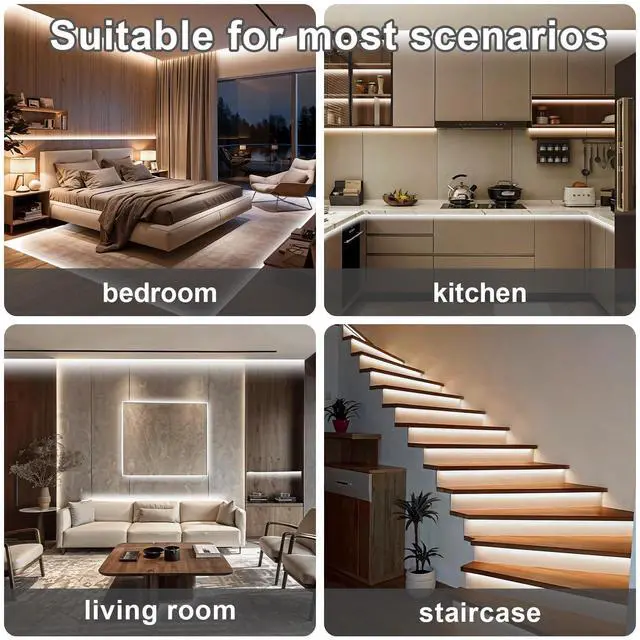 Alt view image 3 of 7 - 100FT COB Led Strip Lights, Uniform 6500K COB Rope Light,Bright Daylight White lights,High Density,App/Remote Control,Indoor 24V Cuttable Cabinet Lights for Bedroom,Bookshelf,Showcase,Kitchen