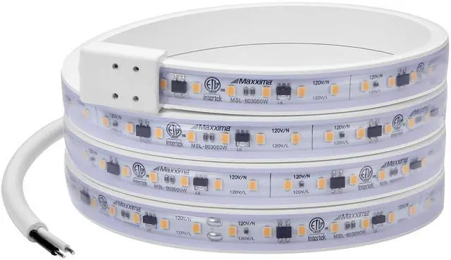 Main image of 60 in. Hardwired LED Under Cabinet Strip Light, 2300 Lumens, 3000K Warm White, Kitchen and Living Room 120V White Cove Lighting, No Power Supply Needed