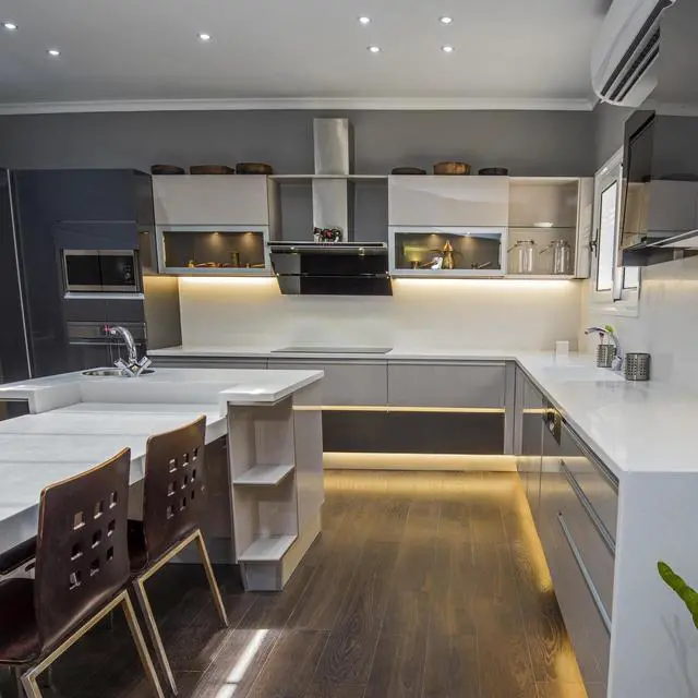 Alt view image 7 of 7 - 60 in. Hardwired LED Under Cabinet Strip Light, 2300 Lumens, 3000K Warm White, Kitchen and Living Room 120V White Cove Lighting, No Power Supply Needed