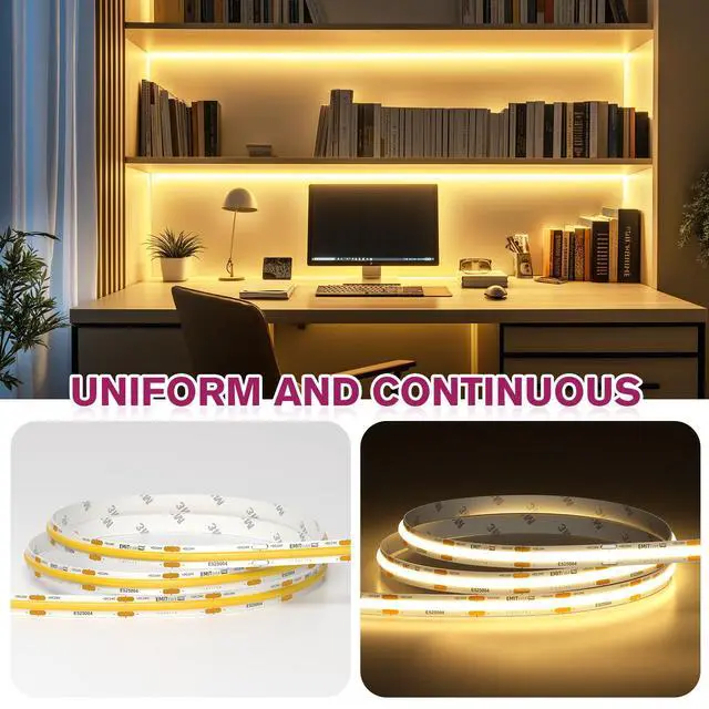 Alt view image 5 of 7 - COB LED Strip Lights Warm White, 3000K Tape Light Premium High Density, DC 24V, 400+Lumens/ft, 5120LEDs/Spool, Ra 90+, 32.8ft/10m, UL Listed 5 Year After-Service(Power Supply Sold Separately)