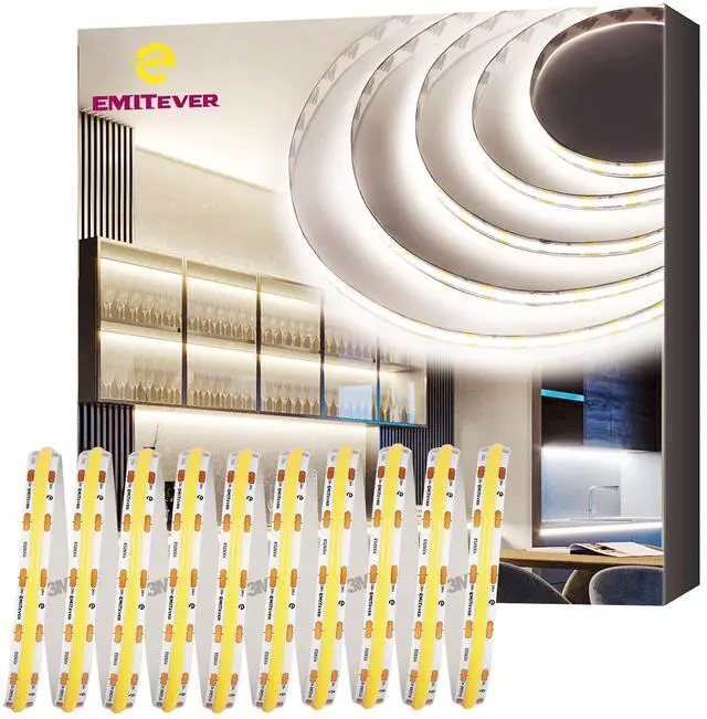 Main image of COB LED Strip Lights Neutral White, 4000K Tape Light Premium High Density, 24V, 300+Lumens/ft, 4800LEDs/Spool, Ra 90+, 32.8ft, 3W/ft,
