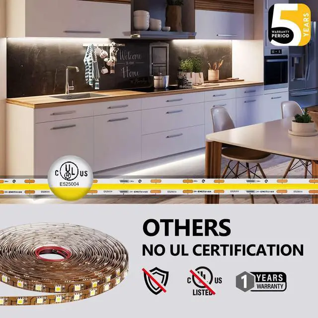 Alt view image 5 of 7 - COB LED Strip Lights Neutral White, 4000K Tape Light Premium High Density, 24V, 300+Lumens/ft, 4800LEDs/Spool, Ra 90+, 32.8ft, 3W/ft,