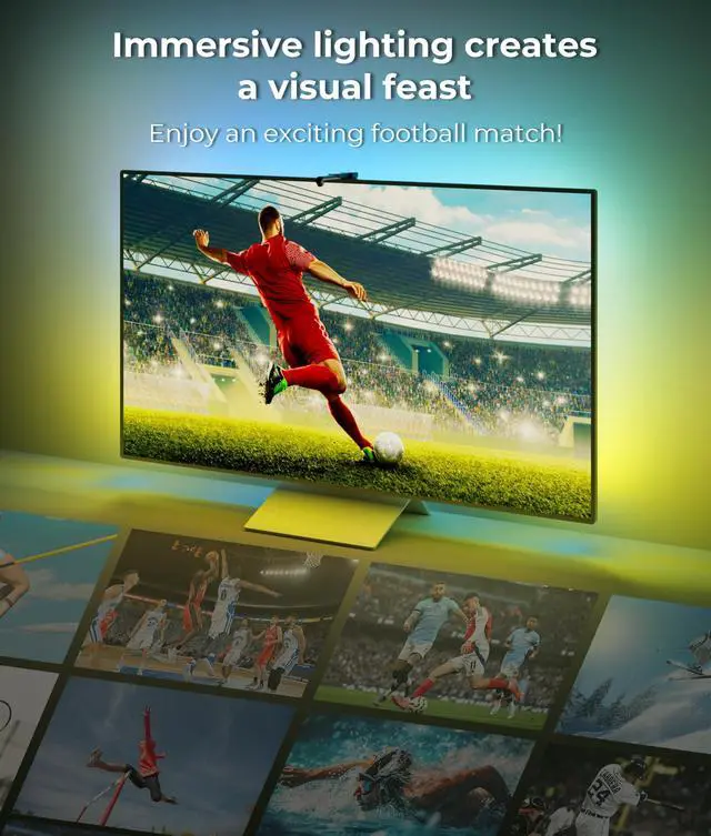 Alt view image 4 of 7 - DecTok TV LED Backlight 15.5ft - TV Lights That Change with Screen for 55-75'' RGB LED Strip Light Cuttable with Smart App Control Game & Music Sync Color Changing Light for Halloween Home Decorations