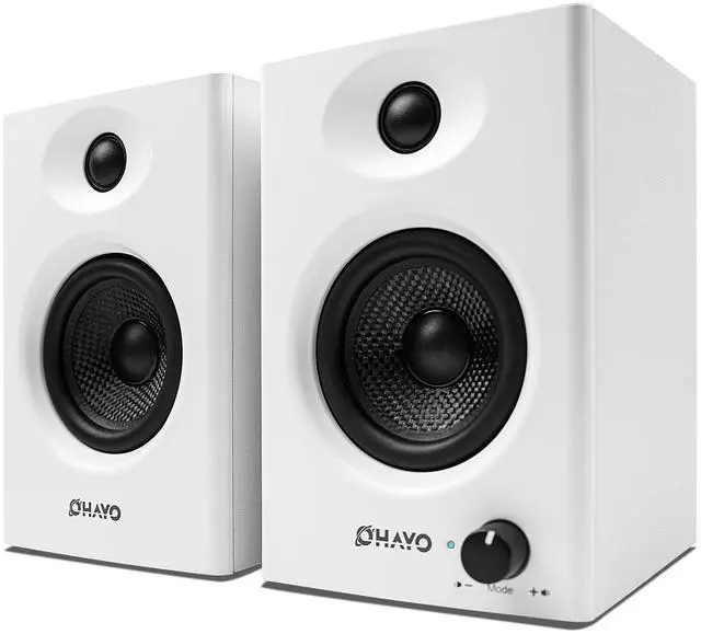 Main image of 60W Computer Speakers for Gaming and Music, Active Bluetooth 5.3, Stereo 2.0 Speakers for Desktop PC Monitor or Laptop, Surround Sound Speaker, 3.5 mm Aux RCA Input, USB-Powered, 1 Pair, White