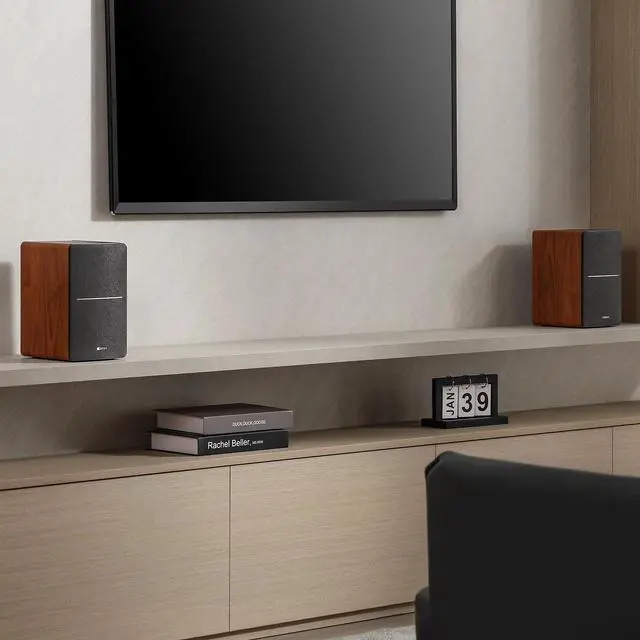 Alt view image 7 of 7 - P12 Passive Bookshelf Speaker - 2-Way Speakers with Built-in Wall-Mount Bracket - Wood Color, Pair - Needs Amplifier or Receiver to Operate
