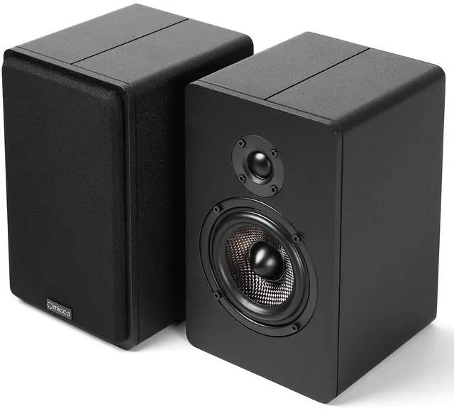 Alt view image 6 of 7 - MB42X G2 Premium 2-Way Passive Bookshelf Speakers, Stereo Pair, Black | Amplifier Required, Upgraded 4-Inch Carbon-Fiber Woofer, 0.75-Inch Silk-Dome Tweeter, Desktop, Home Theater, Surround Sound