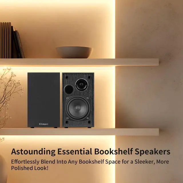 Alt view image 4 of 7 - Powered Bookshelf Speakers 35W RMS,Record Player Speakers with 4'' Woofer and 1'' Tweeters with Wall Mounted for TV and PC,Turntable Speaker with RCA Input,Black