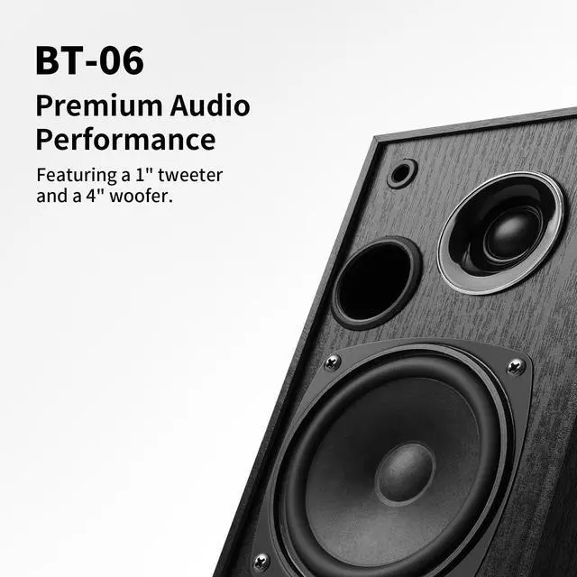 Alt view image 5 of 7 - Powered Bookshelf Speakers 35W RMS,Record Player Speakers with 4'' Woofer and 1'' Tweeters with Wall Mounted for TV and PC,Turntable Speaker with RCA Input,Black