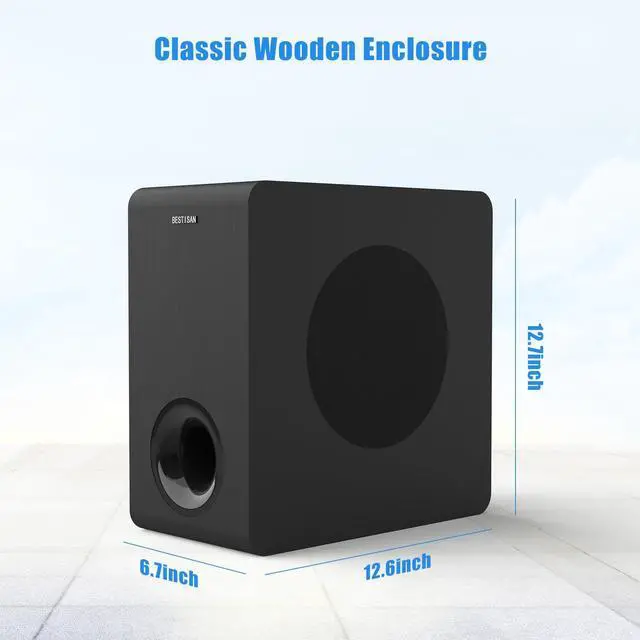 Alt view image 4 of 7 - Powered Subwoofer, 6.5'' Side Firing Home Audio Sub, Deep Bass Response Subwoofers, Easy Setup with Home Theater Systems, TV, Speakers, RCA, LFE, AUX Input, High-Level Speaker Input & Output