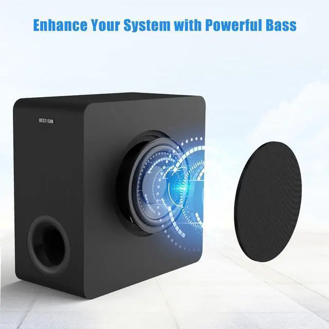 Alt view image 6 of 7 - Powered Subwoofer, 6.5'' Side Firing Home Audio Sub, Deep Bass Response Subwoofers, Easy Setup with Home Theater Systems, TV, Speakers, RCA, LFE, AUX Input, High-Level Speaker Input & Output