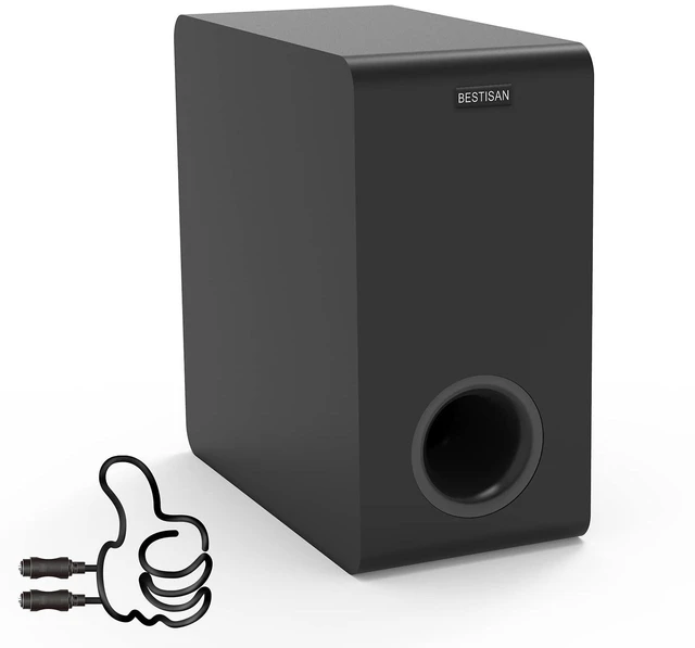 Main image of Powered Subwoofer Home Audio, Small Subwoofer for Receiver 6.5 Side-Firing Woofer, Slim Compact Design, RCA, LFE, AUX Input, High-Level Speaker Input & Output