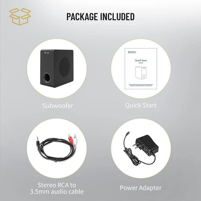 Alt view image 7 of 7 - Powered Subwoofer Home Audio, Small Subwoofer for Receiver 6.5 Side-Firing Woofer, Slim Compact Design, RCA, LFE, AUX Input, High-Level Speaker Input & Output