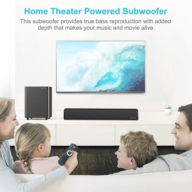 Alt view image 5 of 6 - Powered Subwoofer, Deep Bass Sub, Down Firing Subs, Easy Setup with Home Theater System, Receiver, Speakers, Coaxial Cable Included, RCA, LFE, AUX Input, High-Level Speaker Input & Output