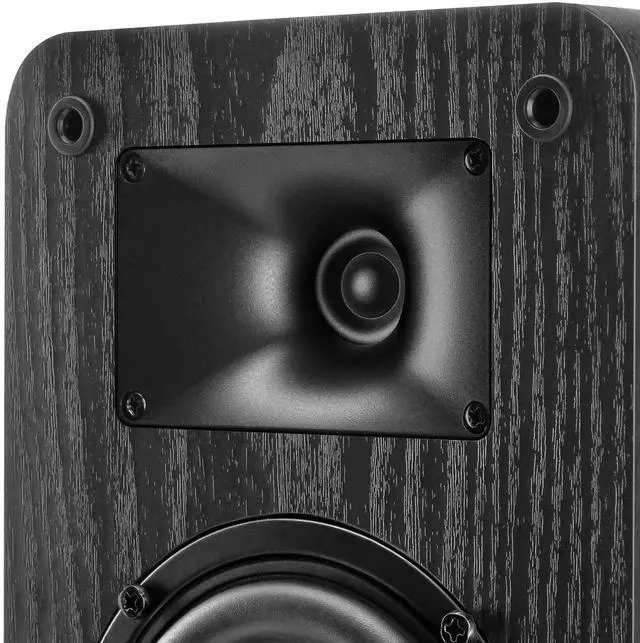 Alt view image 2 of 7 - Passive Bookshelf Speakers for Record Player, Stereo Speakers with 4 Inch Woofer and Silk Dome Horn Tweeter for Turntable, Surround Sound System,PC and TV, Wall Mountable.