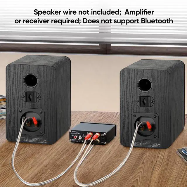 Alt view image 6 of 7 - Passive Bookshelf Speakers for Record Player, Stereo Speakers with 4 Inch Woofer and Silk Dome Horn Tweeter for Turntable, Surround Sound System,PC and TV, Wall Mountable.