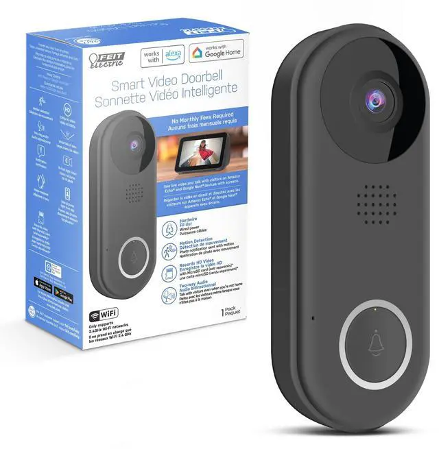 Main image of Doorbell Camera, 2.4 GHz WiFi, No Hub, Two-Way Audio, Motion Detection, Night Vision, 1080p HD, Micro SD Card Storage, Wireless Chime Included, Hardwired, CAM/Door/WiFi