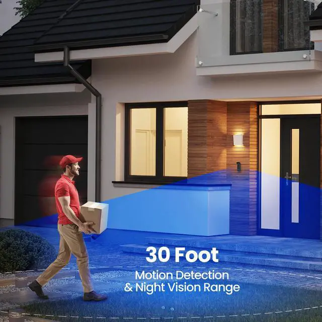 Alt view image 5 of 7 - Doorbell Camera, 2.4 GHz WiFi, No Hub, Two-Way Audio, Motion Detection, Night Vision, 1080p HD, Micro SD Card Storage, Wireless Chime Included, Hardwired, CAM/Door/WiFi